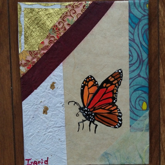 Monarch Butterfly Painting on Japanese Paper